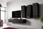 Cama Living room cabinet set VIGO SLANT 1 black/black gloss