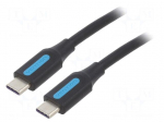 Cable | USB 2.0 | USB C plug,both sides | 2m | black | Cu,tinned | 100W