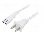 Cable | 2x18AWG | IEC C7 female,NEMA 1-15 (A) plug | PVC | 5m | white