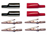 Crocodile clip | 10A | black,red | copper plated | Insulation: PVC