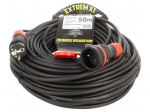 Extension lead | 3x1.5mm2 | 50m | rubber | black | Sockets no: 1 | 16A