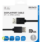 DisplayPorti kaabel DELTACO 8K, DP 1.4, 3m, must / DP8K-1030-K / 00110017