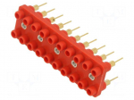 Socket strip | 2mm banana | red | 60VDC | 10A | 30VAC | Sockets: 20 | 12mm