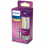 PHILIPS LED stikla 60W E14 Silti balta 2700K B35 caurspīdīga spuldze 8718699762193 929002028055