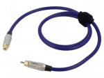 Cable | RCA socket,RCA plug | 1m | Plating: gold-plated | blue | 0.5mm2