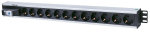 Intellinet Vertical Rackmount 12-Output Power Distribution Unit (PDU), EU CEE 7/3 Outlets, With Single Air Switch, No Surge Protection, Built-in 1.6m Power Cord with EU CEE 7/4 Plug