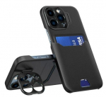 Back panel cover iLike Apple iPhone 14 Pro Leather Stand Case cover card wallet with stand Black