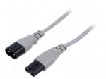 Cable | 2x0.75mm2 | IEC C7 female,IEC C8 male | PVC | 1.8m | grey | 2.5A