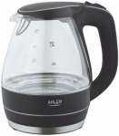 Teapot Adler  Kettle  Kettle AD 1224 Standard, Glass, Black, 2000 W, 360&deg; rotational base, 1.5 L
