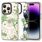 Back panel cover Tech-Protect  Flowers || Leaves \\ White || Transparent