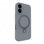 Back panel cover Evelatus Apple iPhone 16 Premium Magsafe with Stand Soft Touch Silicone Case Silver