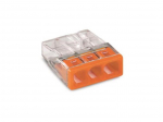 COMPACT SPLICING CONNECTOR - FOR SOLID CONDUCTORS - max. 2.5 mm&sup2; - 3-CONDUCTOR - TRANSPARENT HOUSING - ORANGE COVER