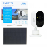 PNI IP774 4MP video surveillance camera, 3W solar panel, built-in 4000mAh battery, motion detection, micro SD card slot, night vision, bidirectional audio