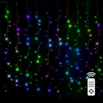 LED Christmas string - curtains with remote control and SMART control, 1.6x1.6m, multicolored, 7V, IP44, 256LED