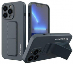 Back panel cover Wozinsky Apple iPhone 13 Pro Max Kickstand Case silicone case with stand Navy Blue