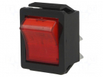 ROCKER | DPST | Pos: 2 | OFF-ON | 16A/250VAC | red | neon lamp 250V