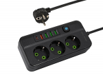 T&ouml;&ouml;riistad ja m&otilde;&otilde;teseadmed // Uued tooted t&ouml;&ouml;riistade, tarvikute kategoorias // 98-320# Przedłużacz sieciowy ps-350z 3-gniazda 4xusb+usb-pd 5m czarny 3x1mm