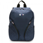 BMW Nylon Pockets & Metal Logo 16" Backpack Navy Blue