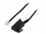 Cable: telephone | RJ11 plug,TAE F plug | 15m | black | Core: CCA