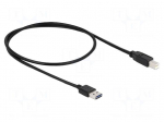 Cable | USB 2.0 | USB A plug double sided,USB B plug | 0.5m | black