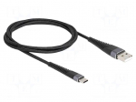 Cable | USB 2.0 | USB A plug,USB C plug | 1m | black | 22AWG,30AWG