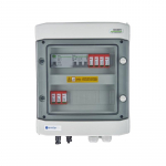 Switchgear attached DCAC hermetic IP65 EMITTER with Dehn 1000V type 2 DC surge arrester, 1 x PV string, 1 x MPPT // og. AC Dehn type 2, 10A 3-F, RCD type A 40A/300mA