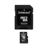 Intenso 8GB microSDHC Class 10 Memory Card with SD Adapter, Up to 20 MB/s