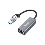 USB-C->RJ45/USB-A adapter Alu. 0,15 m