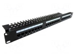 Patch panel | RACK | black | RJ45 socket x24 | rack 19" | 19" | Cat 5e
