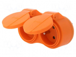 Connector: AC supply | splitter | 2P+PE | 250VAC | 16A | orange | IP44
