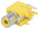 Socket | RCA | female | angled 90&deg; | THT | brass | nickel plated | on PCBs