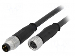 Cable: for sensors/automation | M8-M8 | male | female | PIN: 3 | plug