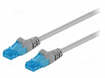 Patch cord | U/UTP | 6a | stranded | Cu | LSZH | grey | Len: 2m | 26AWG