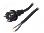Cable | SCHUKO plug,CEE 7/7 (E/F) plug,wires | 5m | black | rubber