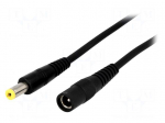 Cable | DC 5,5/2,1 plug,DC 5,5/2,1 socket | straight | 1mm2 | black