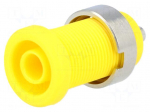 Socket | 4mm banana | 25A | Cutout: &Oslash;12mm | yellow | nickel plated | 5m&Omega;