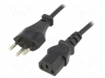 Cable | IEC C13 female,SEV-1011 (J) plug | 1.8m | black | PVC | 10A