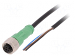 Connection lead | M12 | PIN: 4 | straight | 5m | plug | 250VAC | 4A | 250VDC