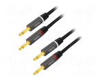 Cable | banana 4mm plug,both sides | 3m | Plating: gold-plated