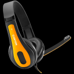 CANYON entry price PC headset, combined 3,5 plug, leather pads, Black-yellow
