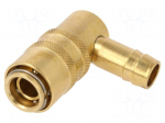 Quick connection coupling | angled 90&deg; | max.15bar | brass | D: 13mm