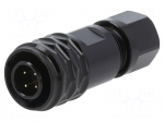 Connector: circular | plug | male | PIN: 4 | IP67 | SA8 | 4&divide;5mm | 3A | 30V
