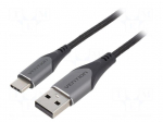 Cable | USB 2.0 | USB A plug,USB C plug | nickel plated | 1m | silver