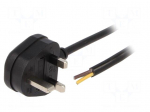 Cable | 3x1mm2 | BS 1363 (G) plug,wires | PVC | 3m | black | 13A