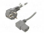 Cable | 3x0.75mm2 | PVC | 2m | grey | 16A | 250V