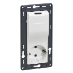 USB + 2P+E German std socket Niloe -with shutters -compact -auto. term. -white