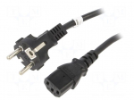 Cable | 3x1mm2 | CEE 7/7 (E/F) plug,IEC C13 female | PVC | 3m | black