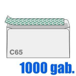 Aploksne C65 (114X229mm), balta, P&S, 80g/m2, 1000 gab.
