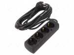 Extension lead | 3x1.5mm2 | Len: 5m | PVC | black | Sockets no: 4 | 16A