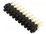 Laboratory connector: 2mm banana | socket strip | black | 60VDC | 10A